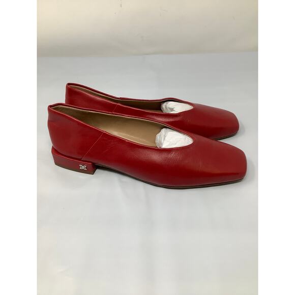 Sam Edelman Women's 7.5M Scarlet Red Leather Kasey Ballet Flat Square Toe OS5-11 - Picture 3 of 7